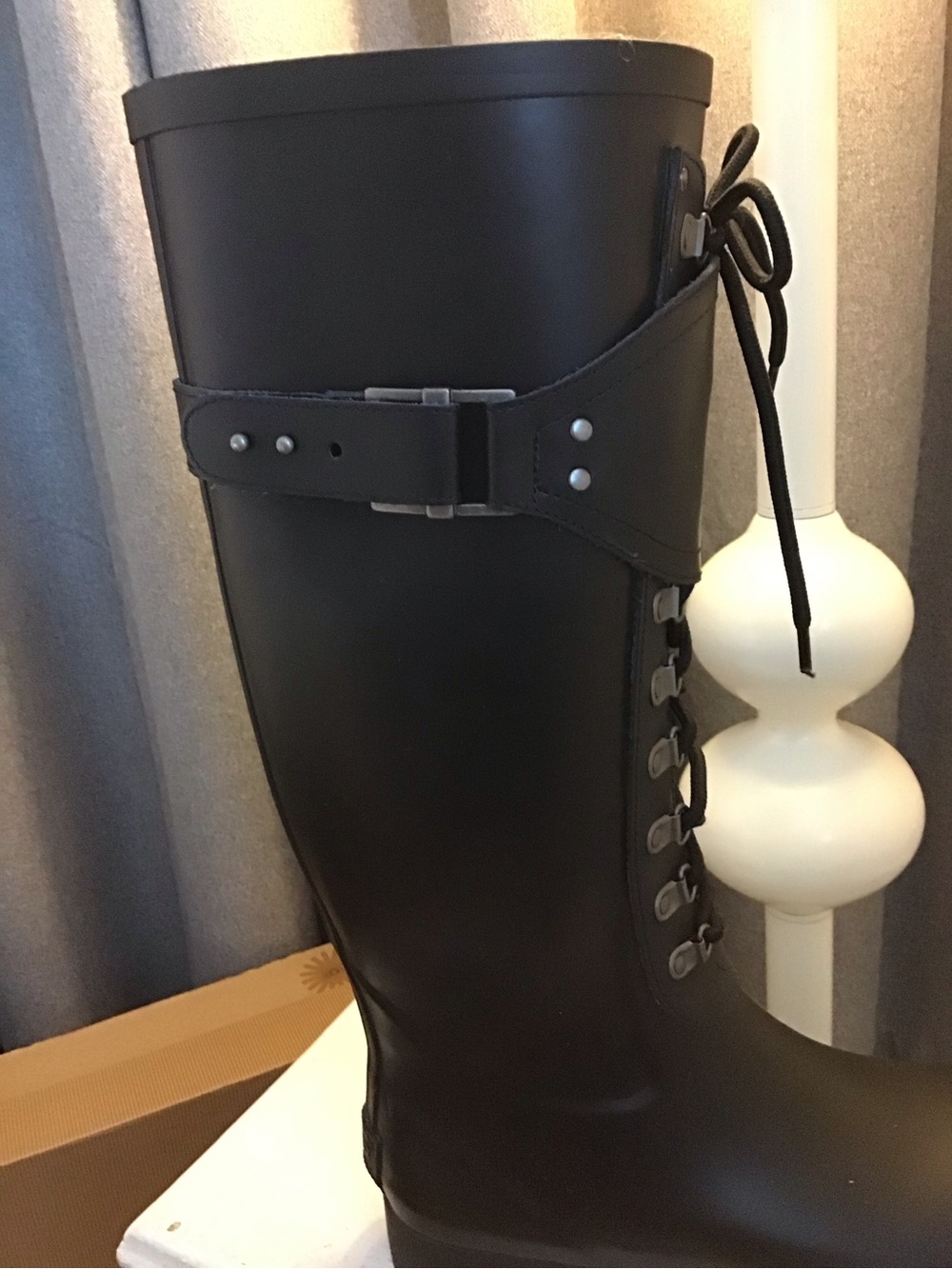 UGG Black Tall Lace-Up Waterproof Rain Boots - Picture 5 of 11